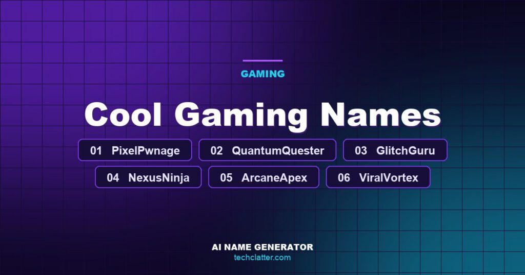 Cool Gaming Names: PixelPwnage, QuantumQuester, GlitchGuru and more name ideas
