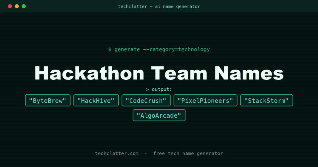 Hackathon Team Names: ByteBrew, HackHive, CodeCrush and more name ideas